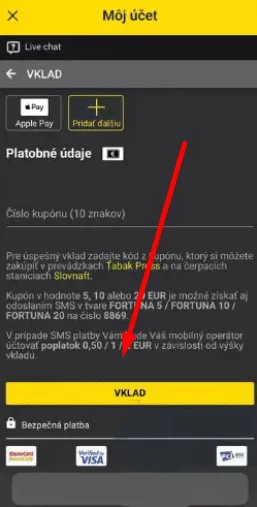 Odoslanie SMS kódu