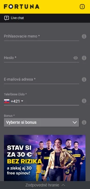 registracija ifortuna korak 3