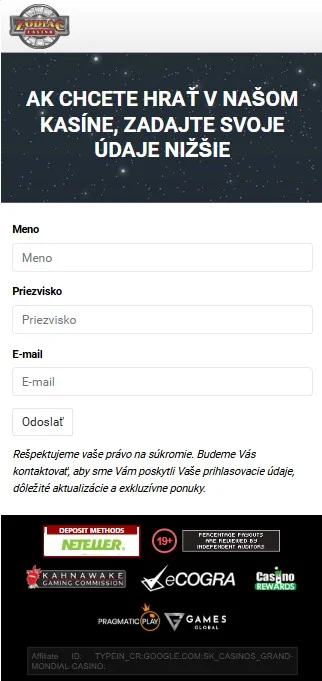 Zodiac casino korak 2