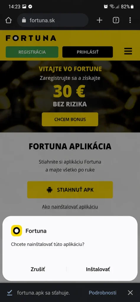 Fortuna aplikácia pre Android – stiahnutie APK z oficiálnej stránky