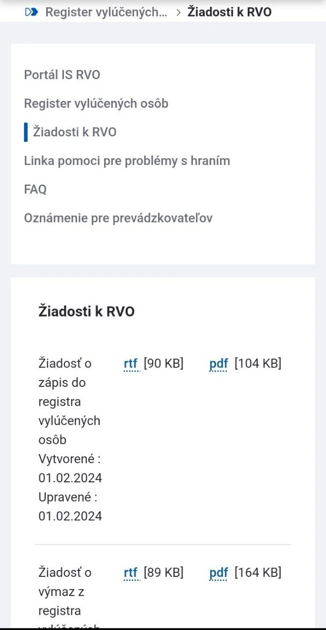 Prejdite na sekciu žiadostí