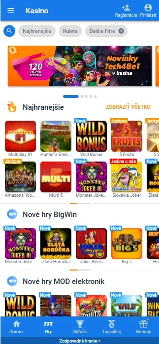 tipsport regictracia pre Čechov