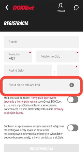 Pridajte promo kód.