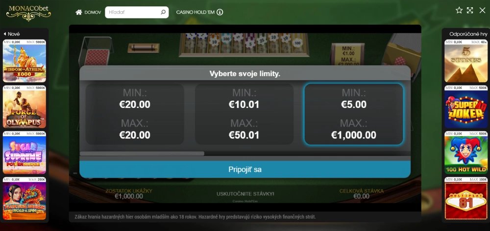 Texas Hold'em limity