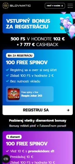 Slovmatic: Uvítací bonus