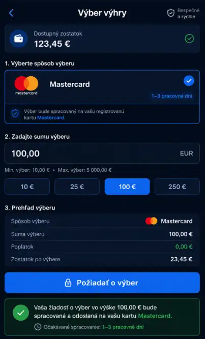 Ako vybrať výhry na Mastercard